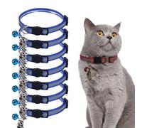 7 Pack Reflective-Breakaway Cat Collars with Bells, Adjustable 7-12in Cute Kitty Collar, Safe & Stylish Collars for Cats, Girl Cats, Male Cats, Pet Supplies,Fish Pendants, Accessories(Blue)