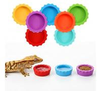 7 Pack Reptile Feeding Dish, Crested Gecko Tank, Reusable Silicone Reptile Water Dishs, Small Pet Tank Accessories for Crested/Leopard Gecko, Hermit Crab, Tarantula, Isopods