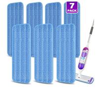 7 Pack Reusable Microfibre Mop Pads for Spray Mops - MEXERRIS Spray Wet Mop Pads Washable Reusable for 13''-15'' Spray Floor Mops - Mopping Pads for Hardwood Tile Wood laminate Vinyl
