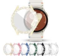 [7-Pack] RICHONE Sparkling Case Compatible with Samsung Galaxy Watch 7 40mm Screen Protector, Soft TPU Cover 2 Row Rhinestone Full Protective Bumper Accessory for Galaxy Watch7 40MM for Women Men