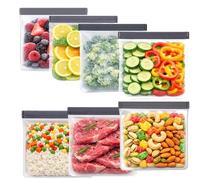 7 Pack Sandwich size Reusable Storage Bags Dishwasher Safe - BPA Free Reusable Sandwich Bags - Leakproof Gallon Freezer Bags, Silicone Food Storage Bags