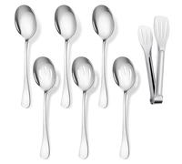 7 Pack Serving Spoons, Large Serving Spoons for Buffet, Serving Tongs for Buffet, Table Spoons, Slotted Spoon, Stainless Steel Serving Utensils for Parties, Gift for Wife, Mother, Chrismas