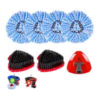 7 Pack Spin Mop Head for O-Ceda RinseClean 2 Tank System, 4 Triangle Microfiber Mop Replacement Refills, 2 Upgraded Scrub Brush & Base Head Deep Clean Mop Head for Home Office Bathroom