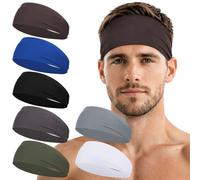 7 Pack Sports Headbands for Men, Sweat Absorbent Non Slip Elastic Headband, Quick Dry Workout Running Yoga Gym Head Wrap for Outdoor Work