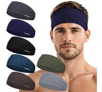 7 Pack Sports Headbands for Men, Sweat Absorbent Non Slip Elastic Headband, Quick Dry Workout Running Yoga Gym Head Wrap for Outdoor Work