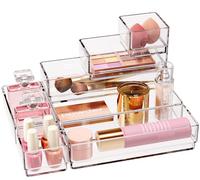 7 Pack Stackable Clear Drawer Organizer Trays for Makeup Office Kitchen Utensils Gadgets