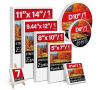 7 Pack Stretched Canvases for Painting, Multi Size 11x14, 9.44x12, 8x10, 5x7, 4x4, Round Canvas with 8x8, 10x10, Primed Blank Canvas for Oil, Acrylic Paint, Beginner, Artist