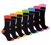 7 Pack Womens Days Of The Week Socks | Sock Snob | Black Novelty Dress Socks for Ladies (4-8, DOTW)