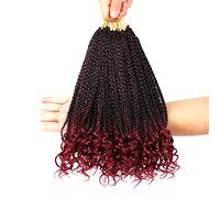 7 Packs 10 Inch Crochet Box Braids Hair with Curly Ends Prelooped Bohemian Goddess Box Braids Crochet Braids Hair for Black Women Three Tone Ombre (10 Inch 7 Packs, TBug#)