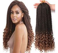 7 Packs 14 Inch Box Braids Crochet Hair Crochet Box Braids with Curly Ends Goddess Box Braids Curly Prelooped Crochet Hair Bohemian Box Crochet Braids Hair For Black Woman (14 Inch 7 Packs, T27#)