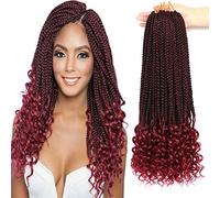 7 Packs 18 Inch Crochet Box Braids Hair with Curly Ends Prelooped Bohemian Goddess Box Braids Crochet Hair Braiding Hair Crochet Braids Hair for Black Women (18 Inch 7 Packs, TBug#)