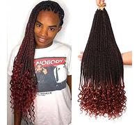 7 Packs 24 Inch Crochet Box Braids Hair with Curly Ends Prelooped Bohemian Goddess Box Braids Crochet Braids Hair for Black Women Three Tone Ombre (24 Inch 7 Packs, T350#)