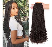 7 Packs Goddess Box Braids Crochet Hair With Curly Ends - 3S Wavy Extensions for Black Women (14 Inch, Pack of 7, #4)