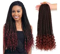 7 Packs/Lot Crochet Braids Box Braids Goddess Box Braids Crochet Hair with Curly Ends 3S Wavy Crochet Braids Crochet Hair Extensions for Black Women(18 Inch #T-350)