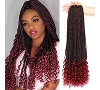 7 Packs/Lot Goddess Box Braids Crochet Hair With Curly Ends 3S Wavy Extensions for Black Women (24 Inch, Pack of 7, #T-bug)
