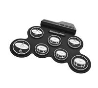 7 Pad Electric Drum Set Practice Machine With Headphone Socket Built-in Speakers Pedal Sticks Pads Rolls Up Drum Set