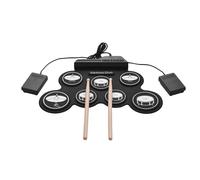 7-Pad Roll-Up Electronic Drum Set: Portable Practice Kit with 7 Silicon Pads, USB/Battery Power, MP3 In, Headphone Jack, Sticks Gift for Kids & Adults