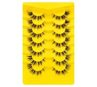 7 Pairs Clear Band False Eyelashes, Cat Eye, Natural Artificial Eyelash Extensions, Fox Eye, Artificial Cluster Eyelashes, Natural Look, Reusable, Lightweight Faux Mink Eyelashes (CZ-05)