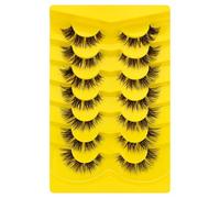 7 Pairs Clear Band False Eyelashes, Cat Eye, Natural Artificial Eyelash Extensions, Fox Eye, Artificial Cluster Eyelashes, Natural Look, Reusable, Lightweight Faux Mink Eyelashes (CZ-06)