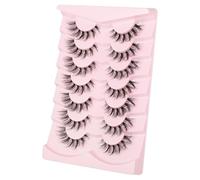 7 Pairs False Lashes 16MM Natural Look Fake Eyelashes Wispy Clear Band Faux Lash Volume Curl Soft Eyelash for Makeup Cosmetic Women Beauty DIY Extense Home