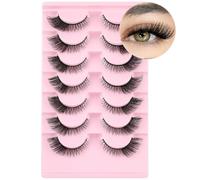 7 Pairs Fox Eye Lashes Wispy Eyelashes Natural Look Clear Band Lashes Fluffy Faux Mink Lashes Natural False Lashes Pack by June tech