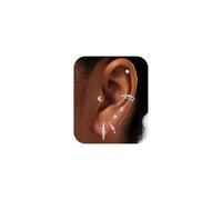 7 Pairs Gold Earrings Set for Women Trendy,Hypoallergenic Surgical Steel Flat Back Cartilage Earring Sets for Multiple Piercing,Lightweight Small Silver Gold Ear Cuff Huggie Hoop Stud Earrings Stacks,