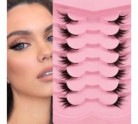 7 Pairs of Half Eyelashes, Cateye 12 mm, Short Cat Eye Artificial Eyelashes, Natural Look, 1/2 Corner False Eyelashes, Set, 3/4 Corners, Reusable, Lightweight Makeup Eyelashes (1-36)