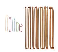 7 Pairs of Knitting Needle Set, Bamboo Natural, Long Wood Knitting Needles, Single Point Straight Wood Needles, Wooden Knitting Needles for Beginners for Making Sweaters, Shawls, Scarves