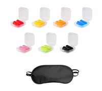 7 Pairs of soundproof earplugs, with 7 Storage Boxes, 1 Eye mask, Anti-Interference, Anti-Noise earplugs, Suitable for Sleep, Study, Work, Travel Mute earplugs (7 Colors)