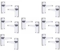 7 Pairs Victorian Straight Lever Latch Internal Handles Polished Chrome Finish 120mm X 40mm - Golden Grace