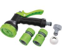 7 Pattern Hose Pipe Spray Gun 5 Piece Gardening Kit 1/2Inch Connection Attachments Compatible Watering Cleaning Tools 00801