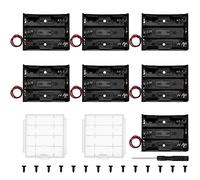 7 PCS 3 AA Battery Holder Bundle, KUOQIY 3 x 1.5V AA Battery Storage Box with Wire, with 2 PCS Plastic Battery Storage Box & Screwdriver & Screws
