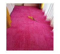 7 Pcs 30X30cm Plush Interlocking Carpet Tiles Square Jigsaw Puzzle Play Mat Thick Foam Flooring for Kids Soft Playroom Rug,gray(Rose Red)