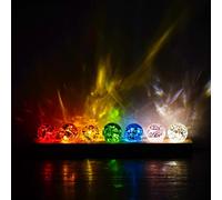 7 Pcs 40mm Ice Cracked Chakra Crystal Ball Night Light LED Base Decor