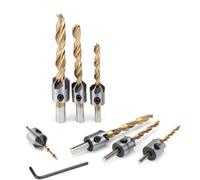 (7 Pcs) 7/8Pcs 3-10mm Round Shank Titanium Coated Countersink Drill Bit Set Replacement Three Point Carpentry Boring Tool Woodworking With Hexagon L-Wrench