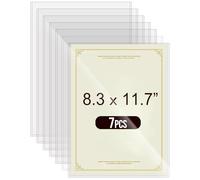 7 Pcs 8.3"x11.7" Rigid Print Protectors, Clear Rigid Top Loaders, Hard Plastic Waterproof Pages Sheets Protector, Paper Sleeves for Birth Certificate, Document, Photo, Poster