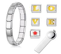 7 Pcs 9mm Nomination Bracelets Set, Italian Charm Bracelet Charms Charm Personalised Trendy & Versatile Charm Bracelet, Nomination Charms Fits Many Outfit Personalized Gift for Friends