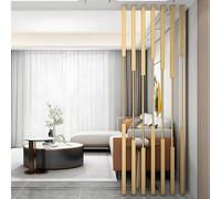 7 Pcs Adjustable Height Room Divider, Iron Privacy Screens for Home Office, Gold Floor Partition Separator, 220cm/86.6in Tall, Simple Column Design, Space-Saving Solution