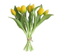 7 Pcs Artificial Tulips Artificial Flowers Latex Faux Flowers Tulip Yellow | Realistic Touch Artificial Flower 32cm for Wedding Bouquet Diy Craft Dining Table Home Garden Decoration (Yellow)
