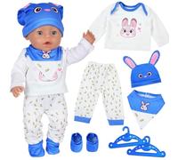 7 Pcs Baby Doll Clothes for 14 -17 Inch Doll Baby Doll Accessories, Blue