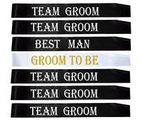 7 PCS Bachelorette Sashes Set for Groomsmen, Black Team Groom Sashes for Bachelor Bridal Shower Supplies Wedding Parties Decorations Favors Gifts