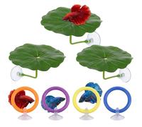 7 Pcs Betta Fish Accessories & Aquarium Decorations, Small Leaf Hammock with Suction Cups & Colorful Betta Rings, Fish Tank Decor for Betta Enrichment