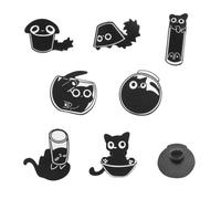 7 Pcs Black Cat Enamel Pins Set - Cute Anime Pins Fun & Unique Designs for Backpacks, Bags, Jackets - Adorable Enamel Pin Collection - Gift for Cat Lovers & Anime Pins Enthusiasts