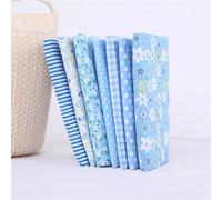 7 Pcs Blue 10" x 10" Cotton Craft Fabric Bundle Squares Patchwork DIY Sewing Scrapbooking Quilting Floral Dot Pattern Craft and Art Hobby Fabric (25cm x 25cm)