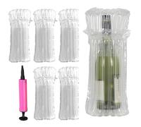 7 Pcs Bottles Protectors for Travel, Wine Bottle Protector, Air Wrap, Reusable Wine Bottle Bubble Cushion with Free Pump, Inflatable Air Column Cushion Wrap Bag, for Travel Airplane Suitcase Luggage