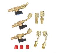 7 Pcs Brass Air Conditioning Compact Ball Valve Kit With 45 Degree Angle For R134a R410a R22 R12 Systems Including 3 Valves And 4 Adapters For Hvac Repair