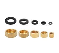 7 PCS Brass Blanking Cap, Female Blanking Stop Cap with Washers Hex Brass Blanking Nuts Caps Internal Thread Hexagonal Stop End Cap Plumbing Fittings,with Washer