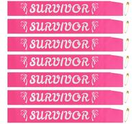 7 Pcs Breast Cancer Survivor Sash, Hot Pink Ribbon Sashes Silver Glitter Letters for Cancer Survivors Women Breast Cancer Party Favors Supplies Decorations