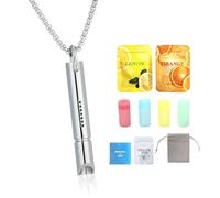 7 Pcs Breathe Free Necklace Set with 4 Adjustable Resistance Cores,Breathing Necklace Flavoured Filters, Anxiety Relief(Orange,Lemon)
