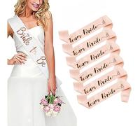 7 PCS Bride to Be Sash, White Bride Sash, Hen Party Sashes Accessories Set, Team Bride Sashes, Decoration for Wedding, Bridal Shower for Hen Do Sashes Bachelorette Hen Party Decorations